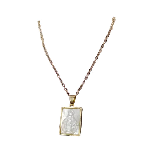 Shell Virgin Mary Religious Necklace - Gold Plated