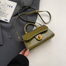 Glossy Green Top-Handle Crossbody Bag