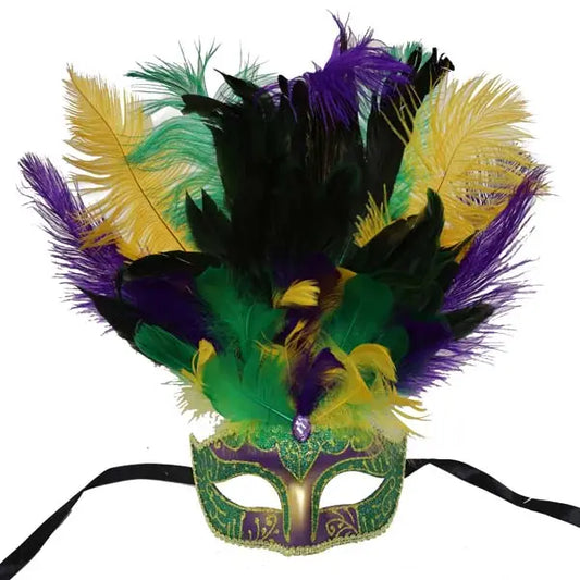 Mardi Gras Feather Masquerade Mask