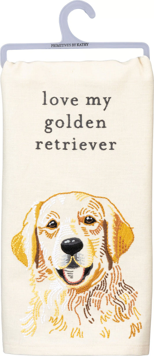 Love My Golden Retriever Kitchen Towel