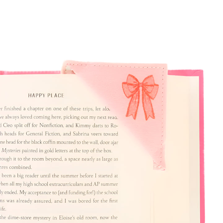 Corner Keeper Fabric Bookmark-Bow Peach