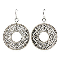 Ornate Torus Wooden Earrings