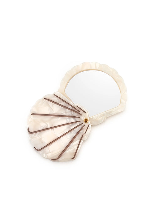 Swing-Hinge Folding Compact Mirror Seashell