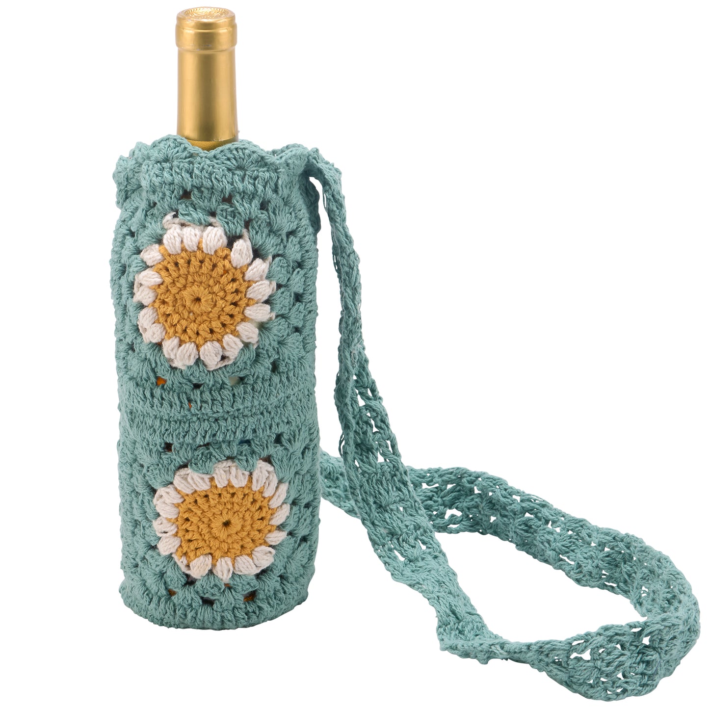 Daisies Crocheted Bottle Holder