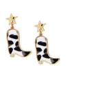 Fur Cowboy Boots with Star Post Earrings