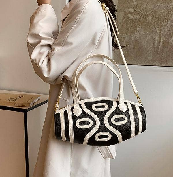 Geo Barrel Crossbody Bag Cylindrical Handbag