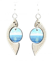 Ocean Pearl Wooden Earrings