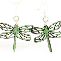 Dragonfly Blossoms Wooden Earrings