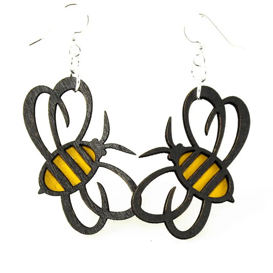 Bumble Bee Wooden Earrings