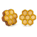 Honeycomb Stud Wooden Earrings