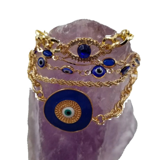 Gold Evil Eye Bracelet Set Of 5