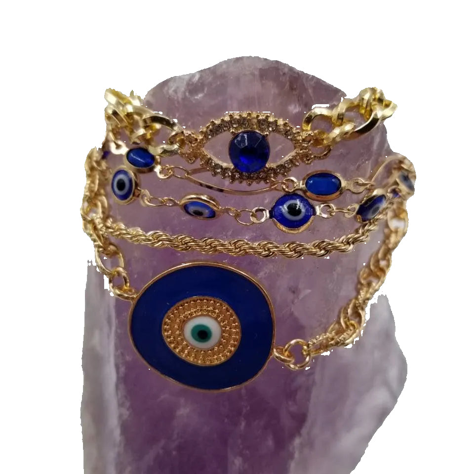 Gold Evil Eye Bracelet Set Of 5