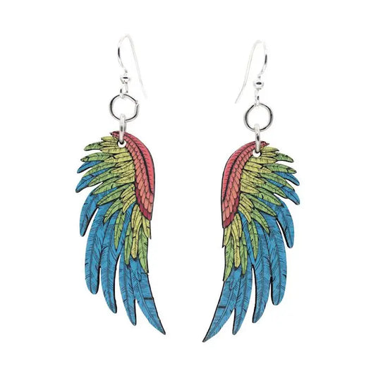 Macaw Wing Wooden Earrings