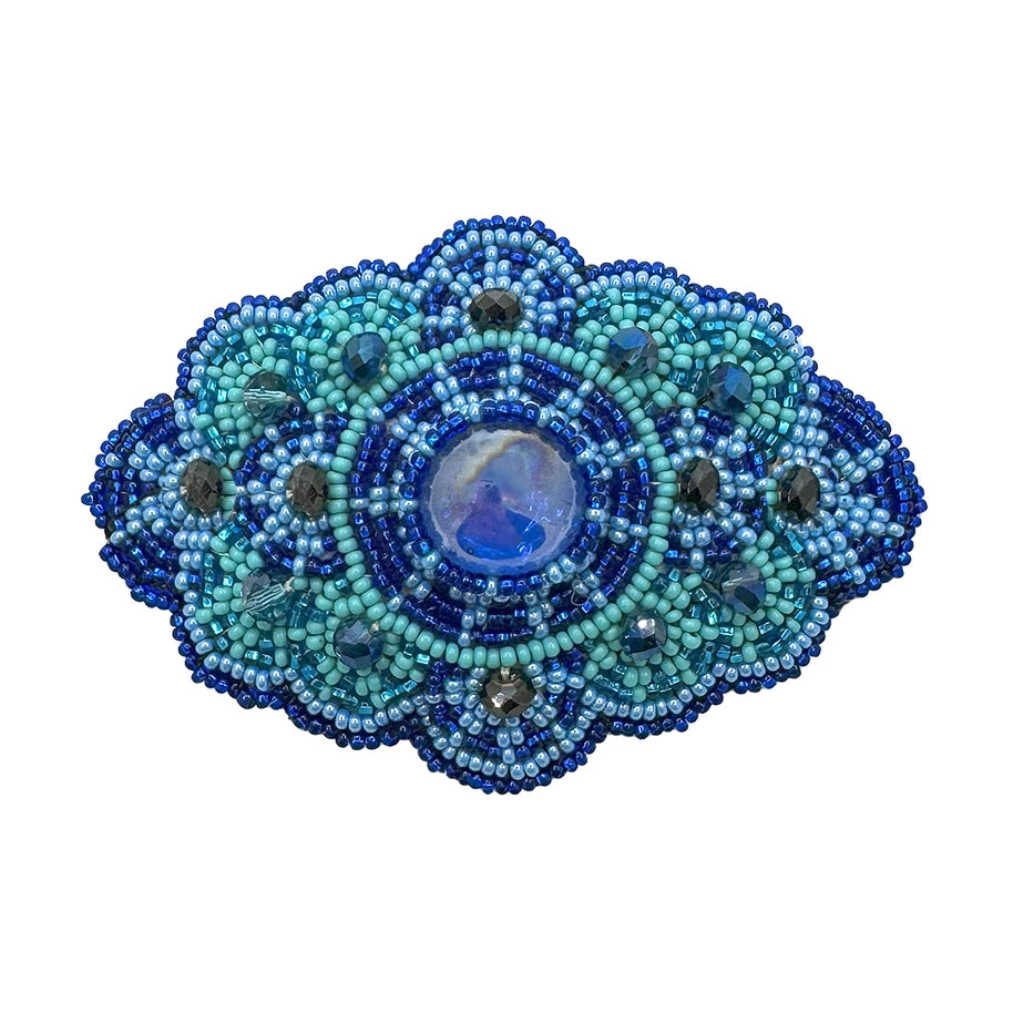 Large Beaded Mandala Seed Bead Barrette Hair Clip