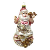 Pink & Gold Santa with Toys Ornament