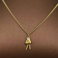 Creative Rhinestone Gesture Charm 18K Gold-plated Necklace