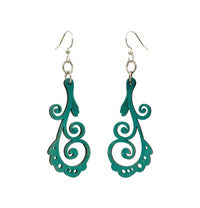 Finned Scroll Wooden Earrings