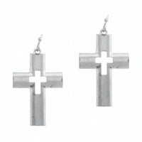 Matte Sliver Cutout Cross Earrings