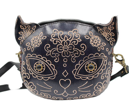 Sugar Skull Black Cat Purse Crossbody