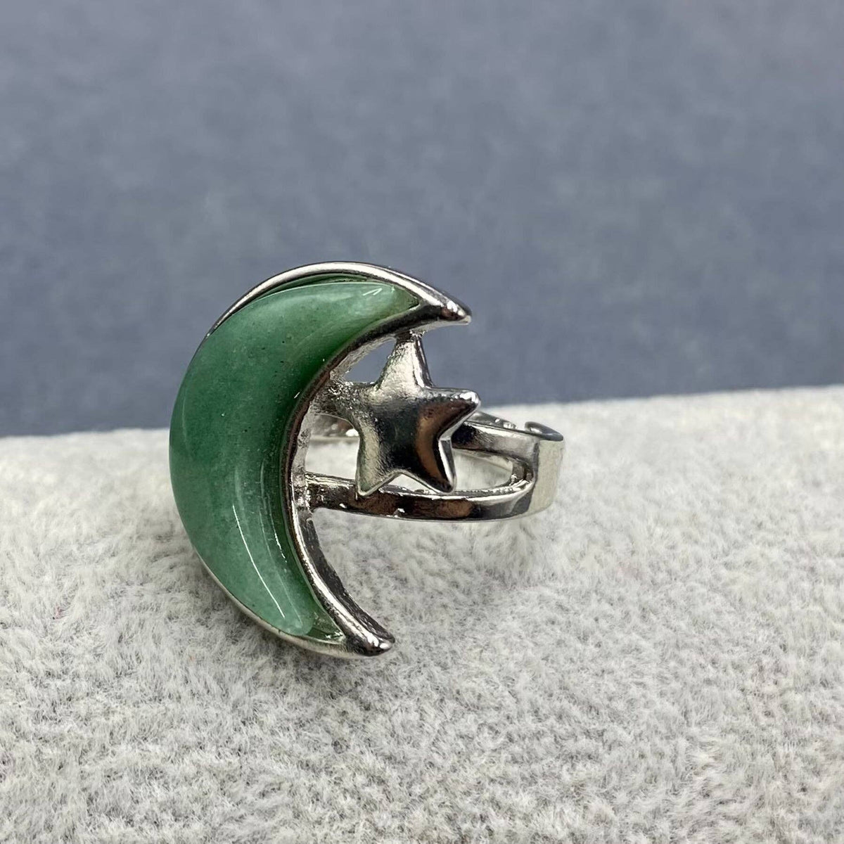 Moon &amp; Star Natural Stone Adjustable Ring