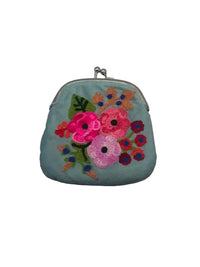 Embroidered Kiss Lock Wallet Pouch