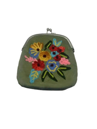 Embroidered Kiss Lock Wallet Pouch