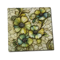 Gold-Outlined Floral Square Coasters