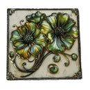 Gold-Outlined Floral Square Coasters