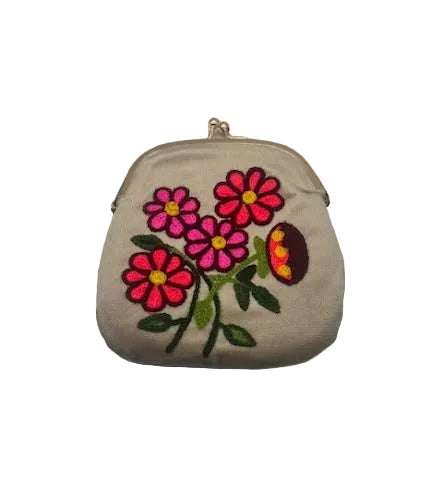 Embroidered Kiss Lock Wallet Pouch