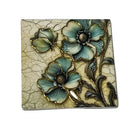 Gold-Outlined Floral Square Coasters