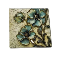 Gold-Outlined Floral Square Coasters