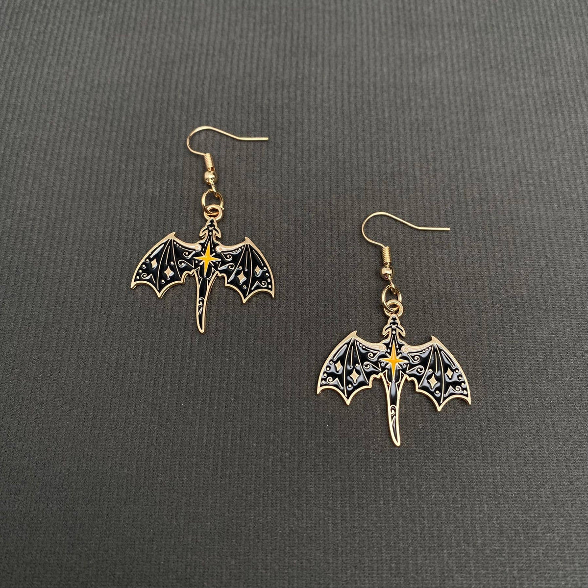 Enamel Flying Dragon Dangle Earrings