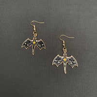 Enamel Flying Dragon Dangle Earrings