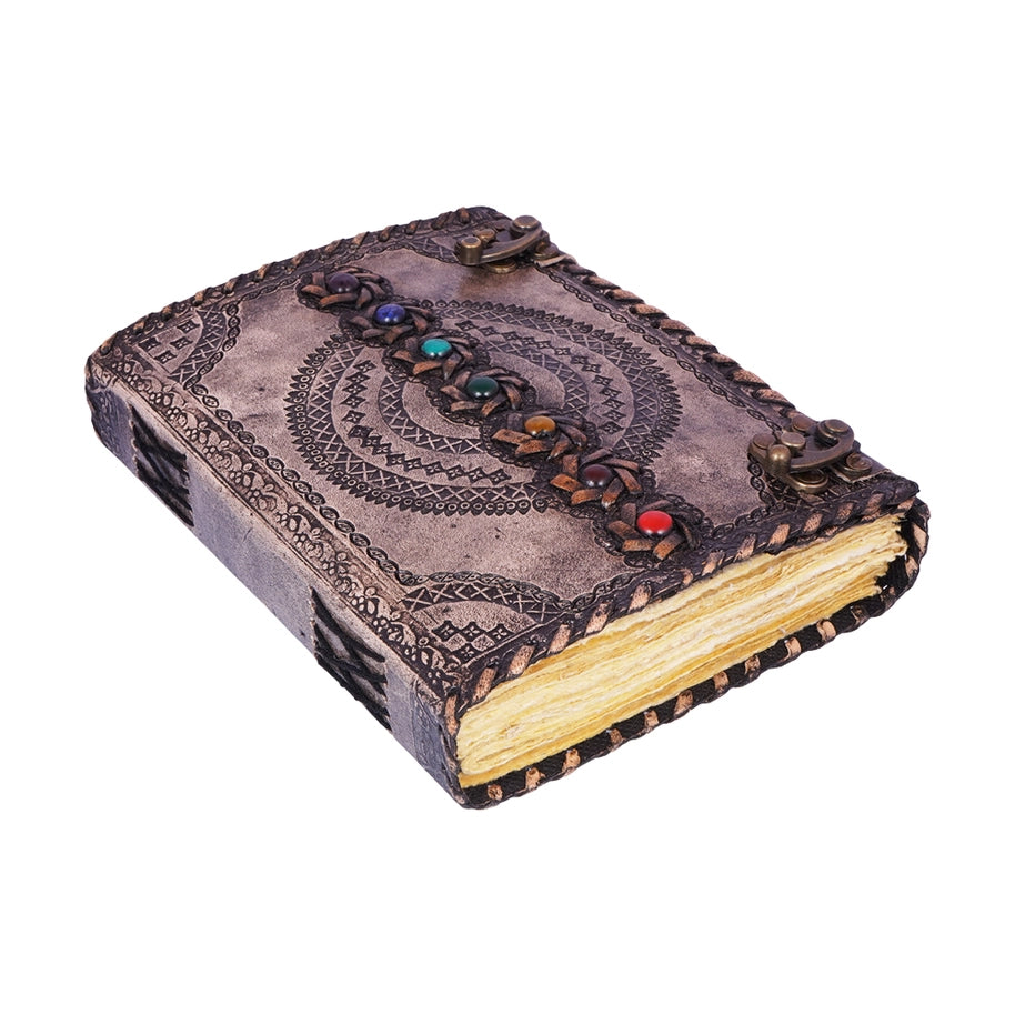 Antique Embossed Chakra Stones Leather Journal