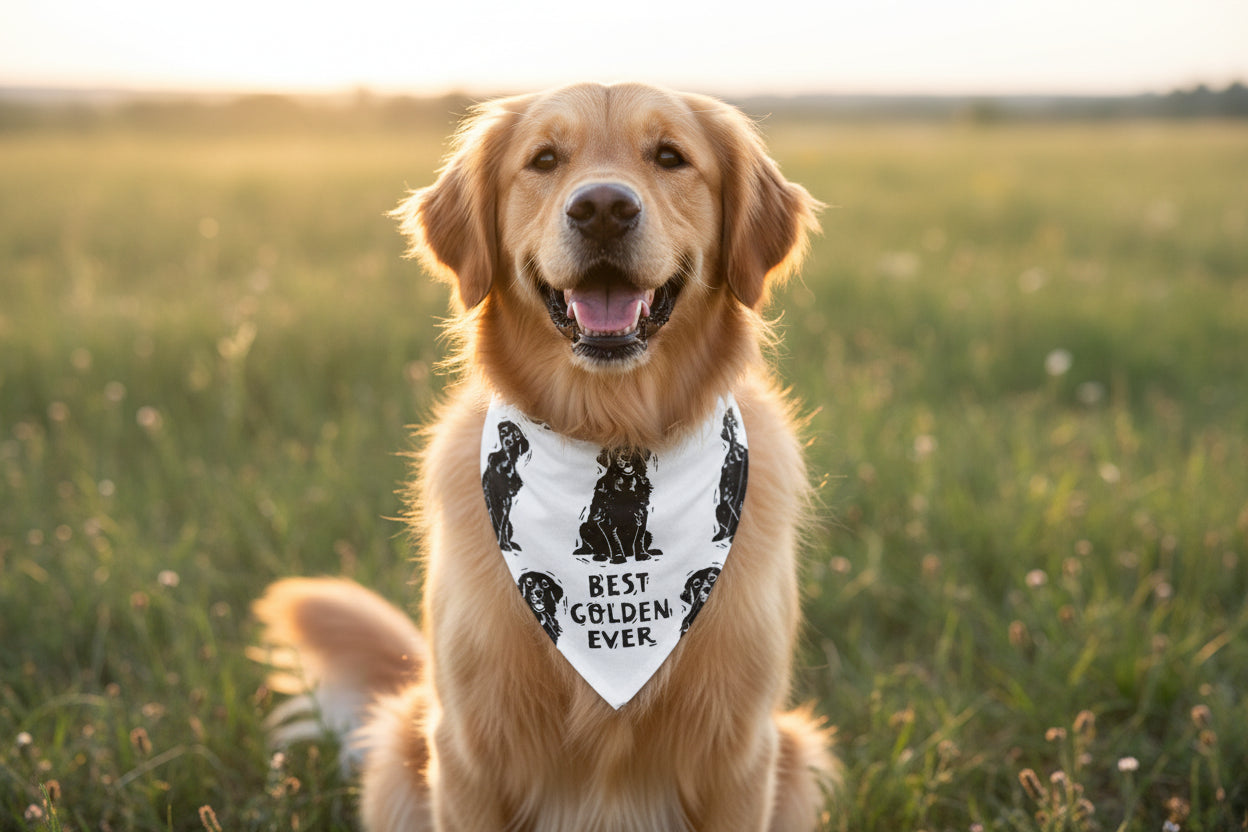 Golden/Love My Human Large Pet Bandana