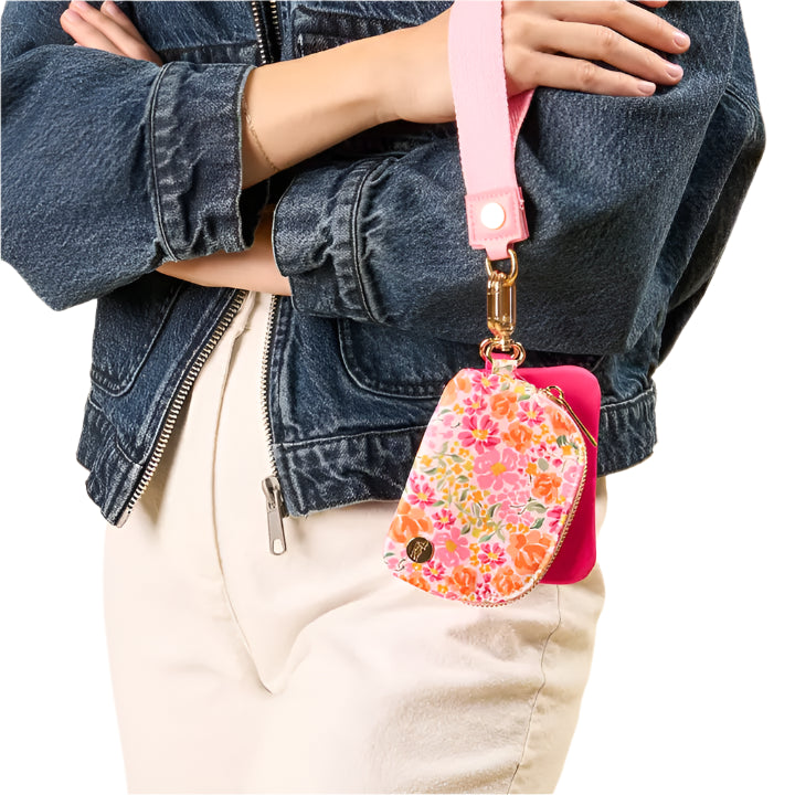 Dynamic Duo Pouch Wristlet Secret Garden Pink