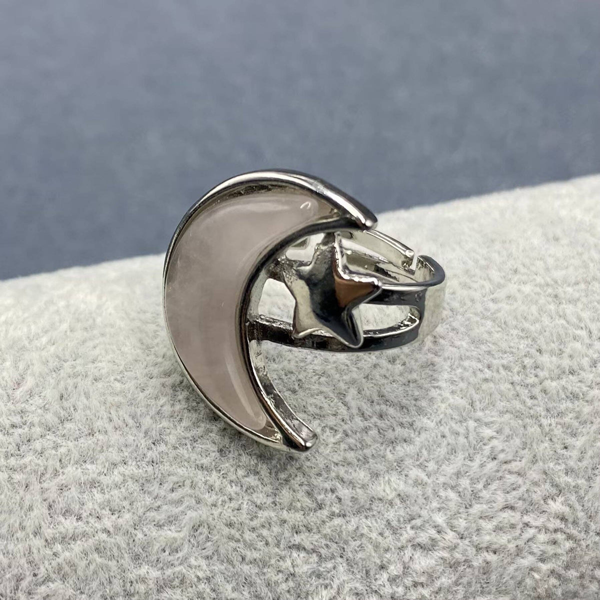 Moon &amp; Star Natural Stone Adjustable Ring