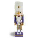 Soldier Nutcracker in Fancy Periwinkle White Fur Hat 10 Inch