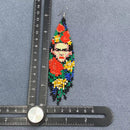 Face Pattern Seed-Bead Fringe Earrings