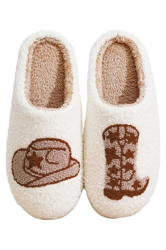 Cozy Brown Cowboy Hat & Boot Slippers