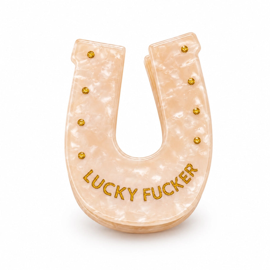 Lucky Fucker - Horseshoe Acetate Hair Claw Clip