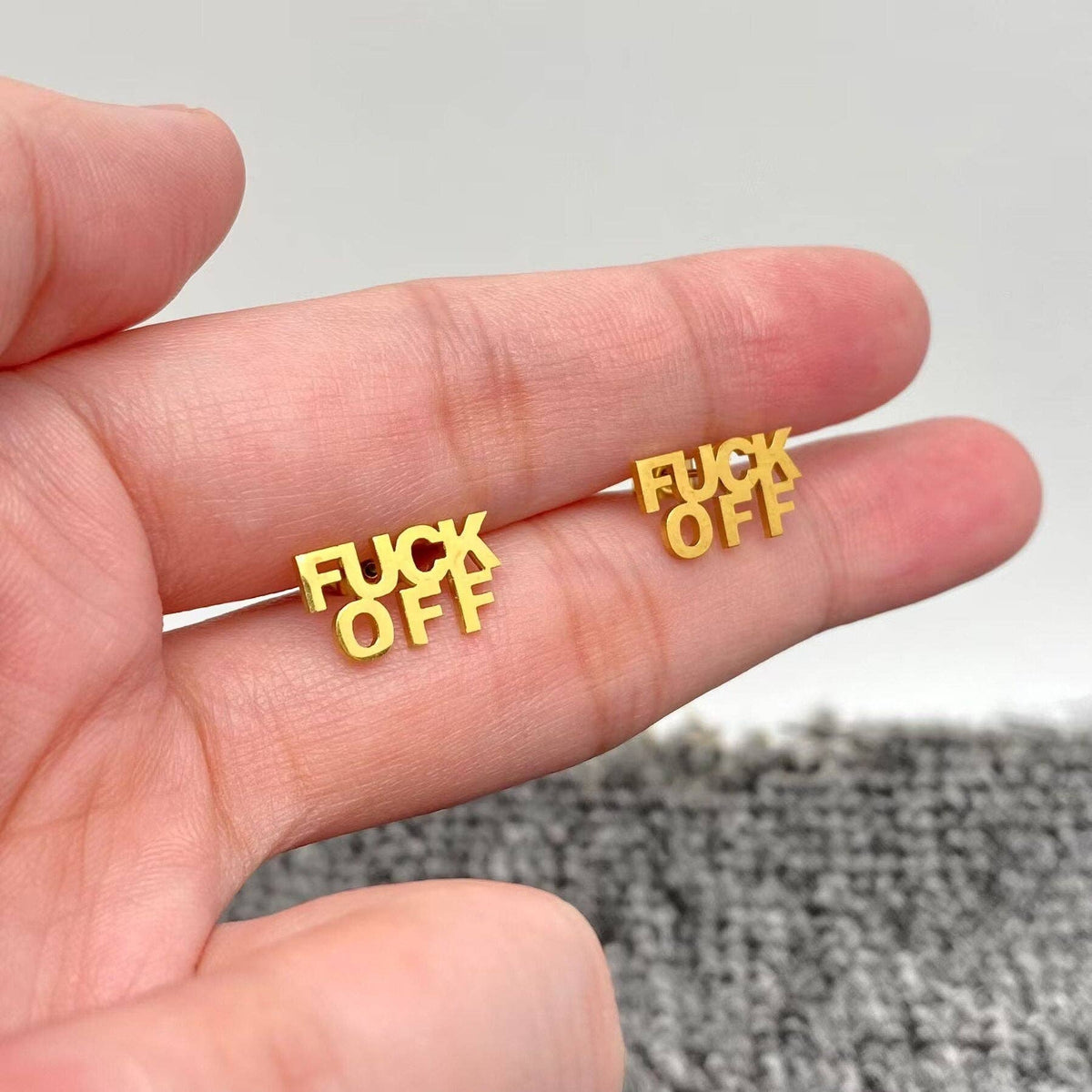Fuck Off Stud Earrings