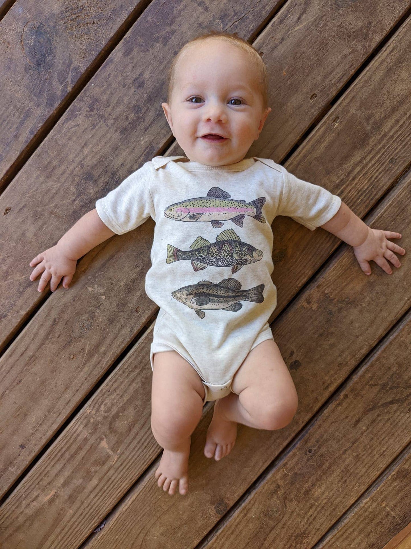 Three Fish Summer Baby Bodysuit Outdoor Clothes Fishing Kid