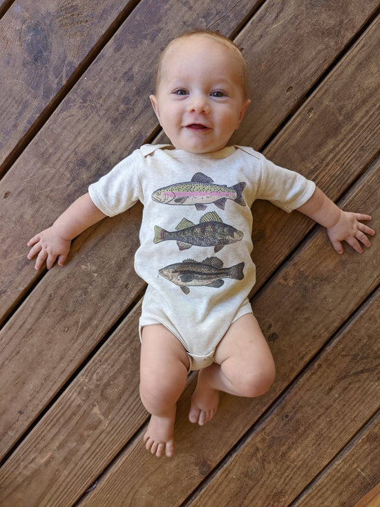 Three Fish Summer Baby Bodysuit Outdoor Clothes Fishing Kid