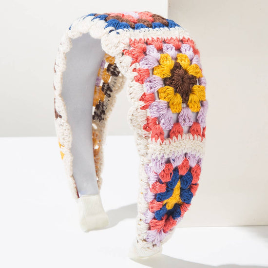 Bohemian Floral Cutout Crochet Headband
