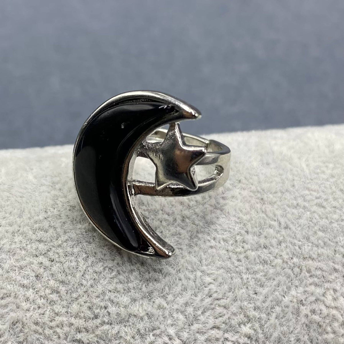 Moon &amp; Star Natural Stone Adjustable Ring