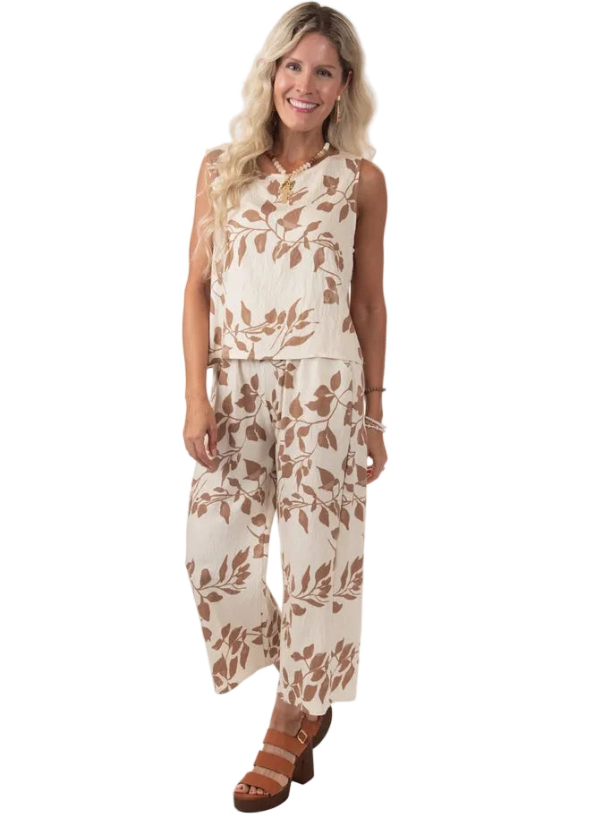 Brown Leaf  Top & Pants Set