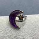 Moon &amp; Star Natural Stone Adjustable Ring
