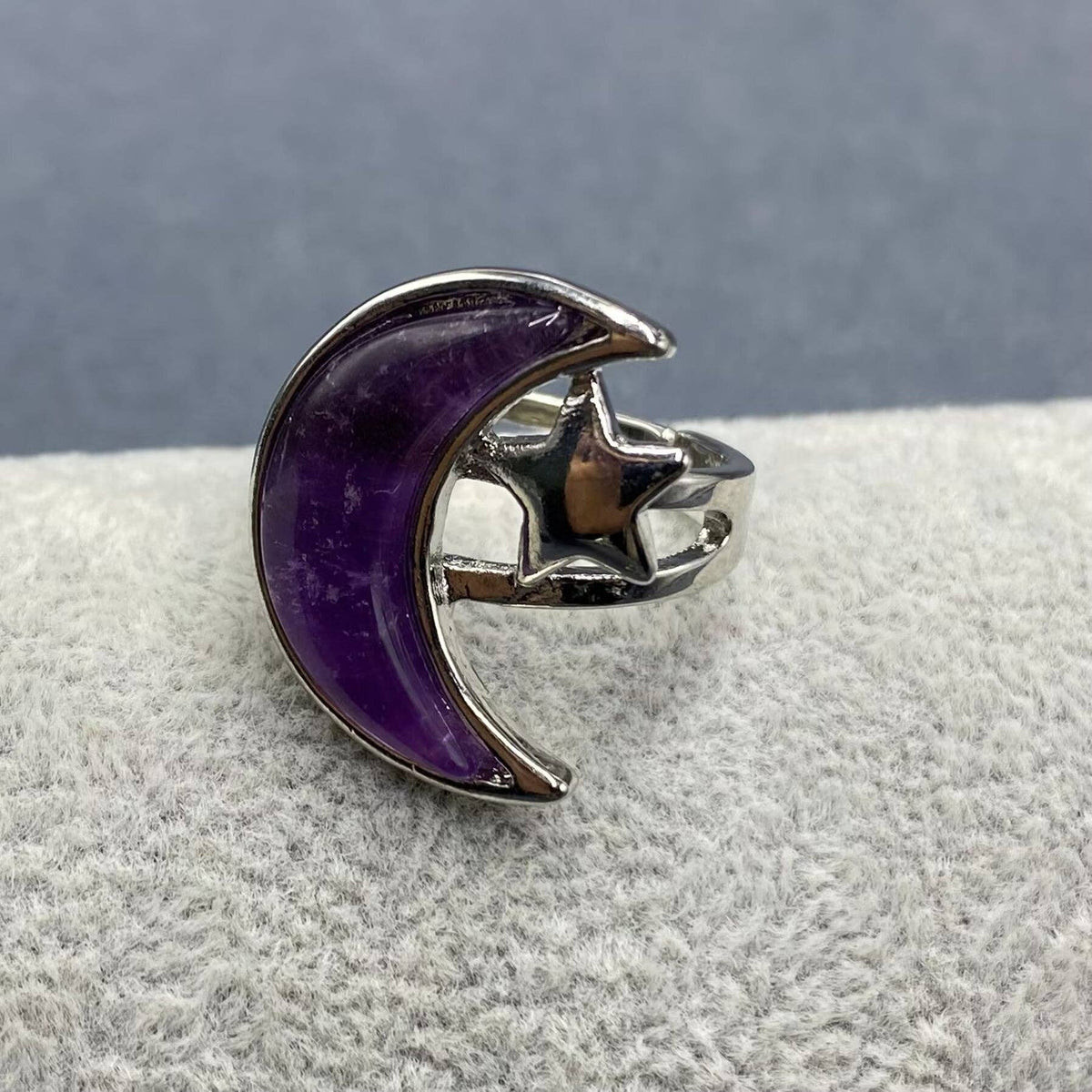 Moon &amp; Star Natural Stone Adjustable Ring
