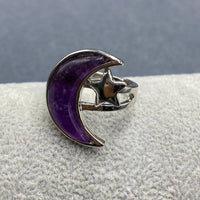 Moon &amp; Star Natural Stone Adjustable Ring